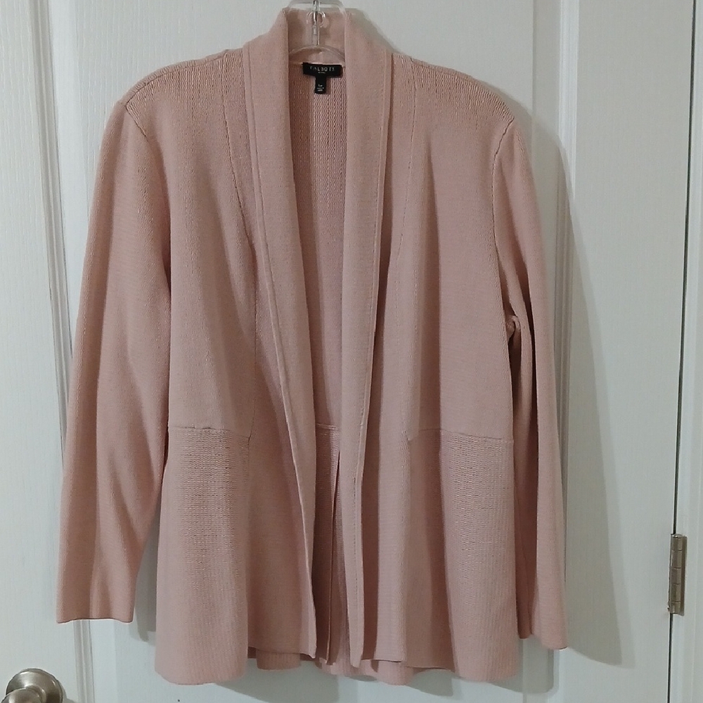 Talbots Blush Open-Front Knit Cardigan